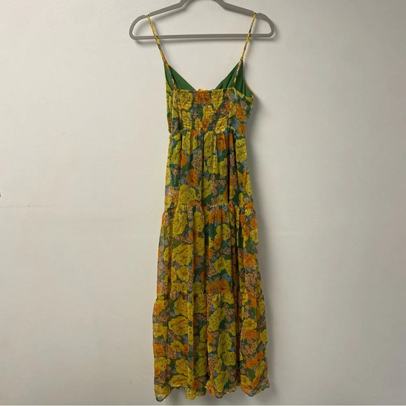 ASTR the Label Brandy Floral-Print Cutout Maxi Dress Yellow Green Size Small - Picture 3 of 8